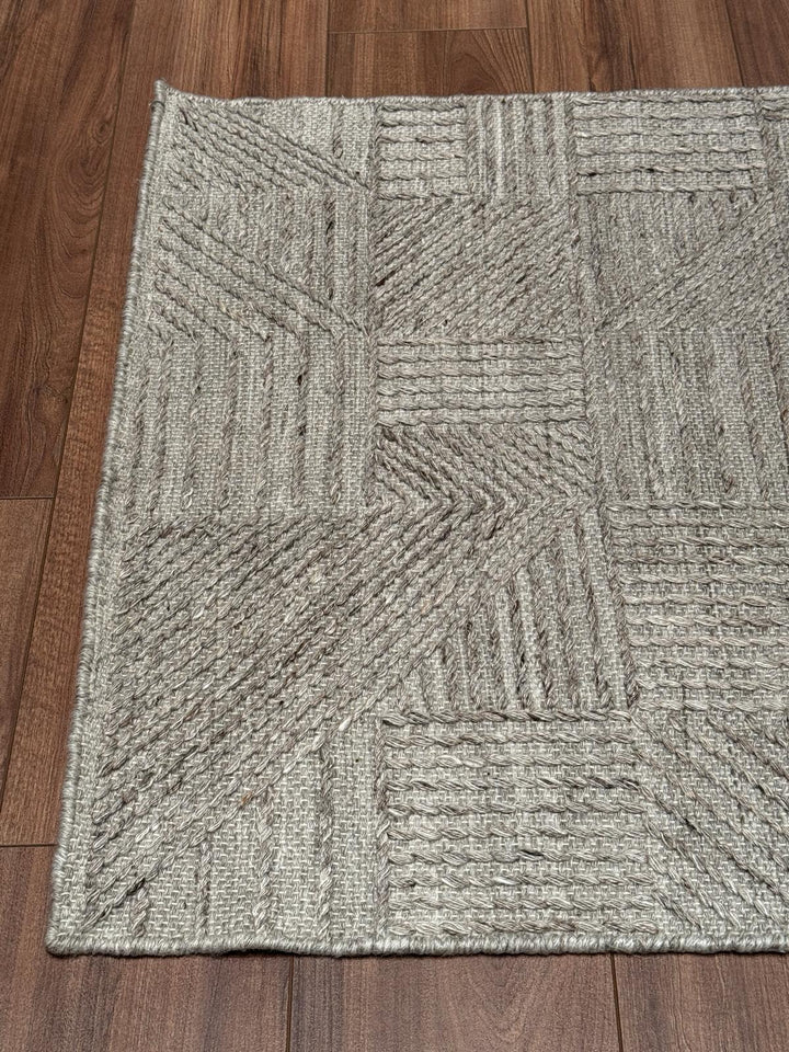 İskandinav Orijinal El Dokuması Açık Kahverengi Yün Halı