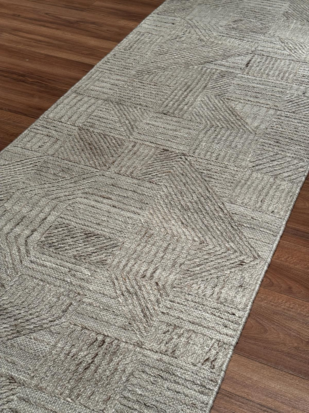 İskandinav Orijinal El Dokuması Açık Kahverengi Yün Halı