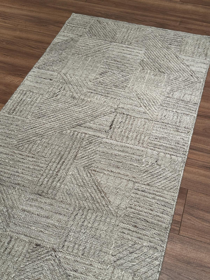 İskandinav Orijinal El Dokuması Açık Kahverengi Yün Halı