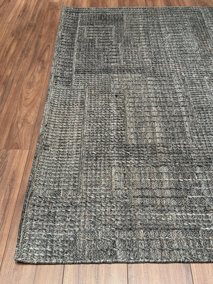 İskandinav Orijinal El Dokuması Antrasit Yün Halı