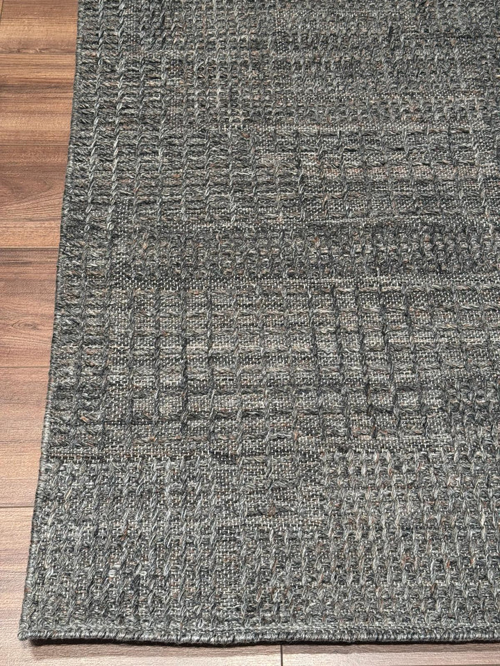 İskandinav Orijinal El Dokuması Antrasit Yün Halı