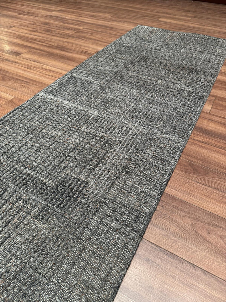 İskandinav Orijinal El Dokuması Antrasit Yün Halı