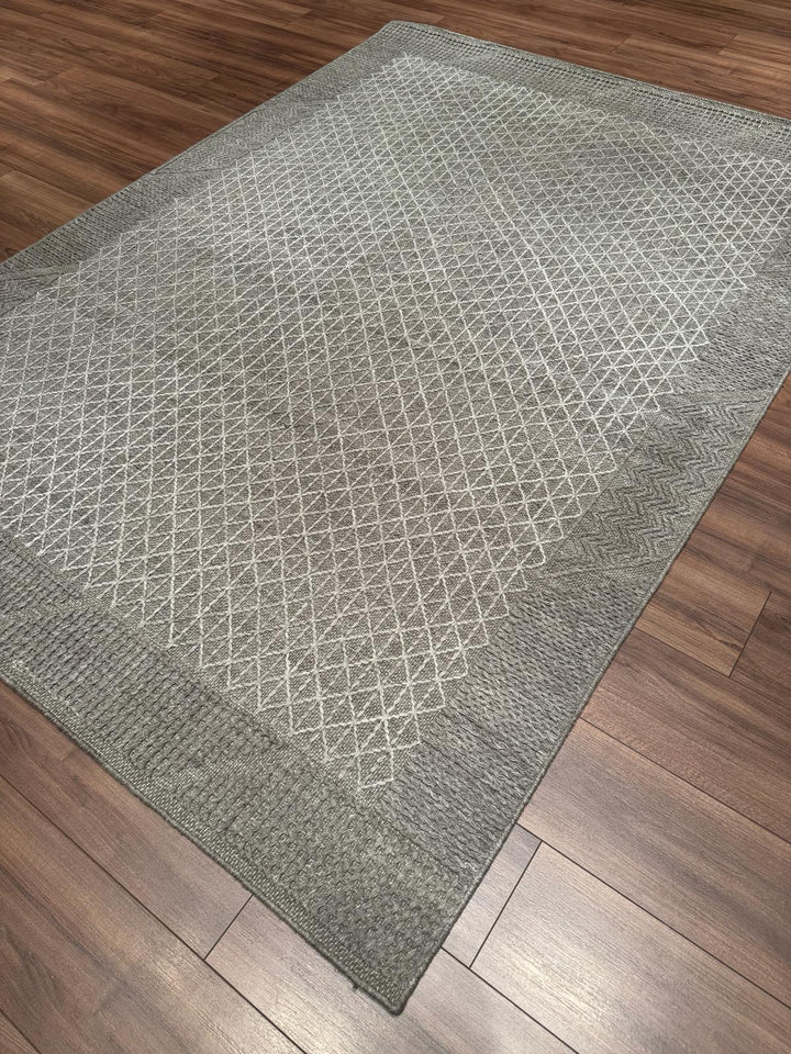 İskandinav Orijinal El Dokuması Gri Gümüş Yün Halı