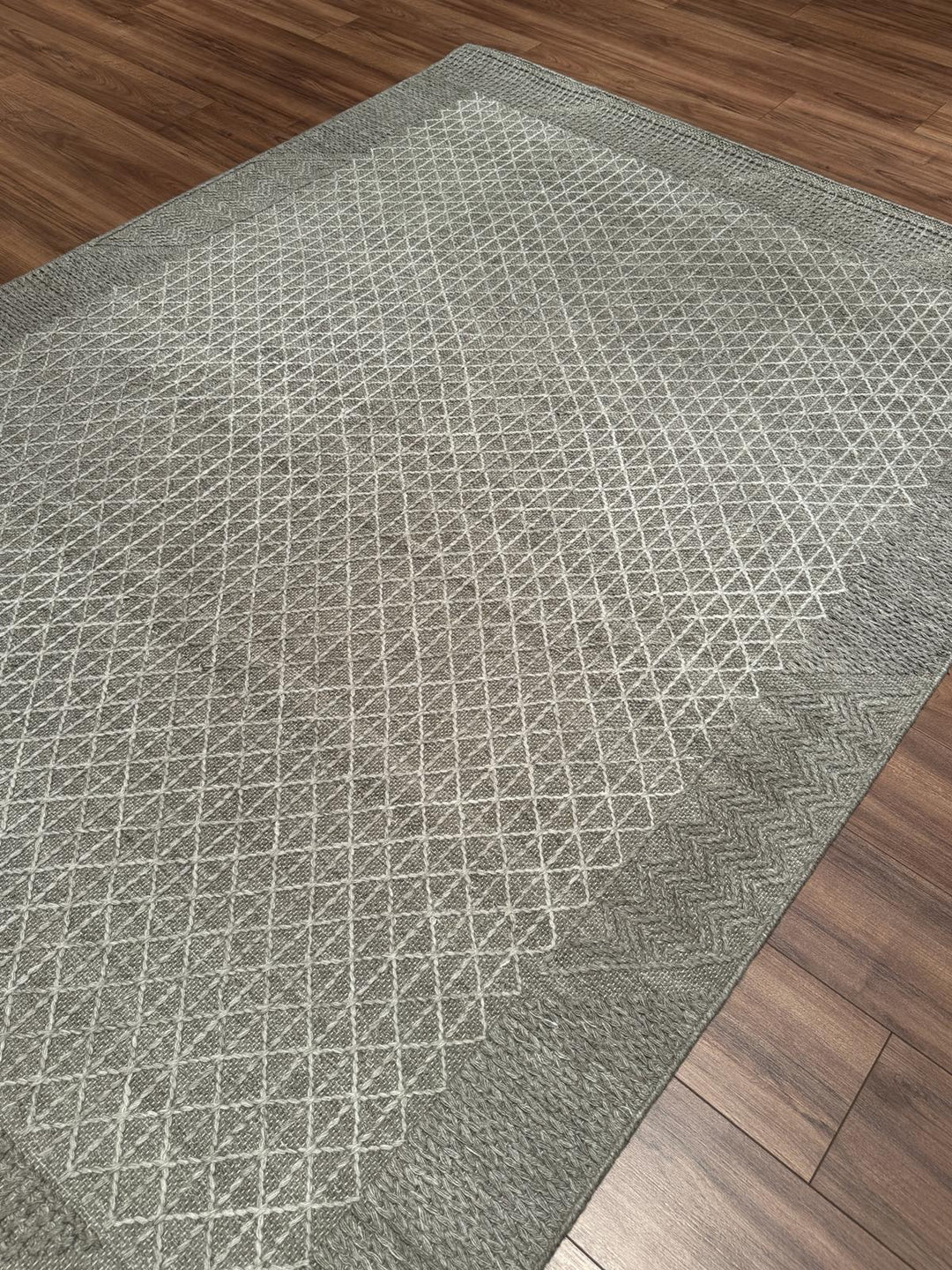 İskandinav Orijinal El Dokuması Gri Gümüş Yün Halı