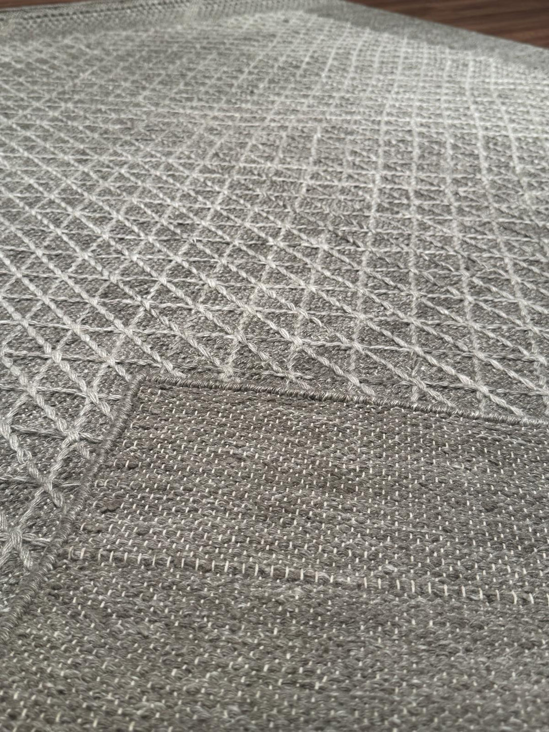 İskandinav Orijinal El Dokuması Gri Gümüş Yün Halı