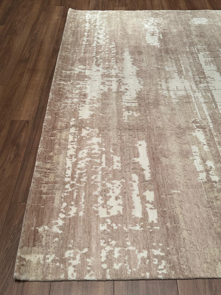 New Diamond Orijinal El Dokuması Bej Krem Yün Bambu Halı