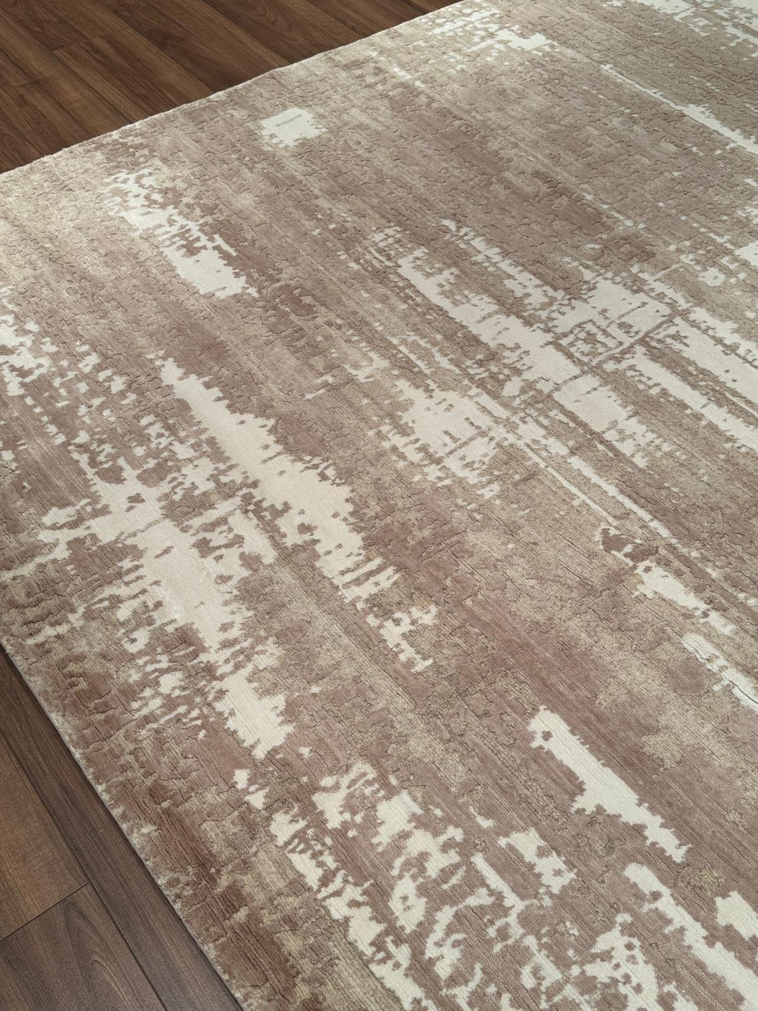 New Diamond Orijinal El Dokuması Bej Krem Yün Bambu Halı