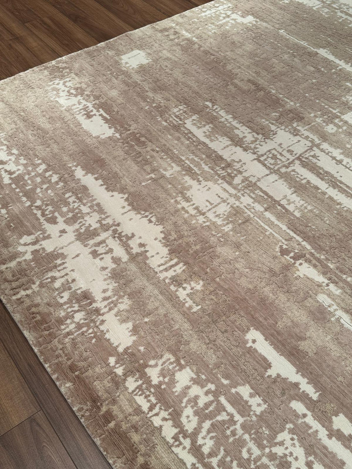 New Diamond Orijinal El Dokuması Bej Krem Yün Bambu Halı