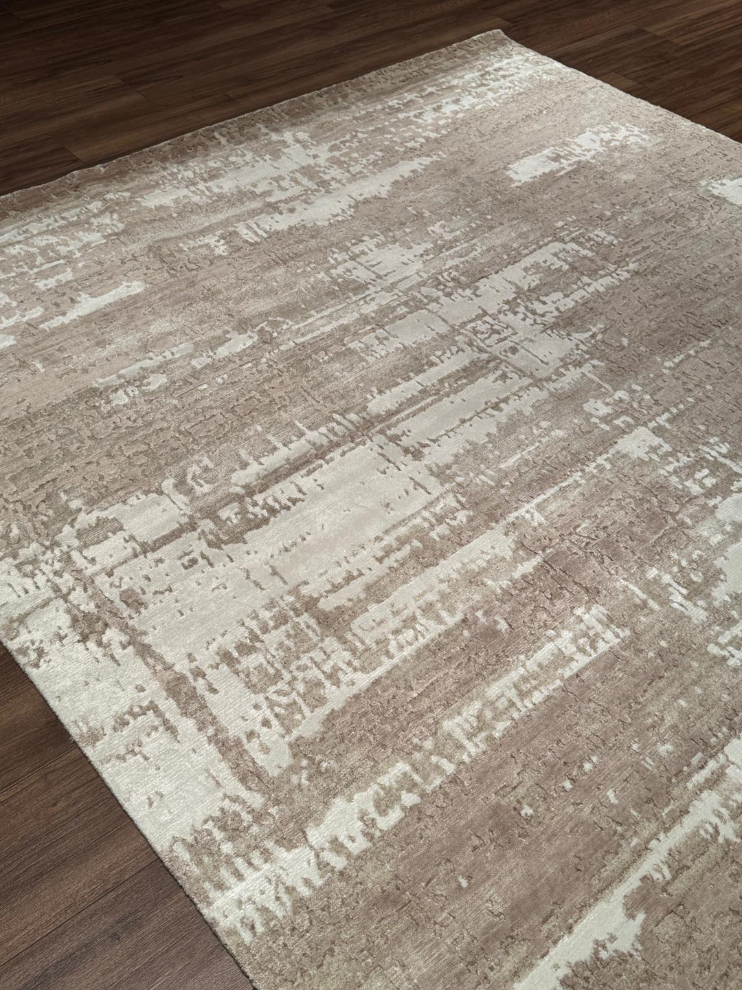 New Diamond Orijinal El Dokuması Bej Krem Yün Bambu Halı