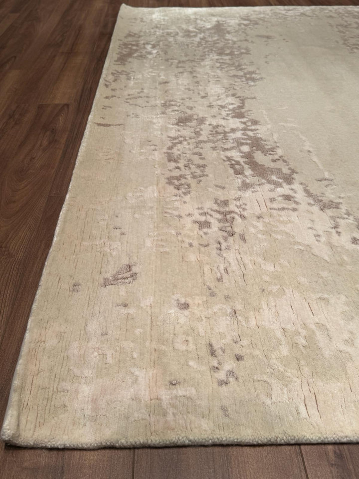 New Diamond Orijinal El Dokuması Bej Krem Yün Bambu Halı