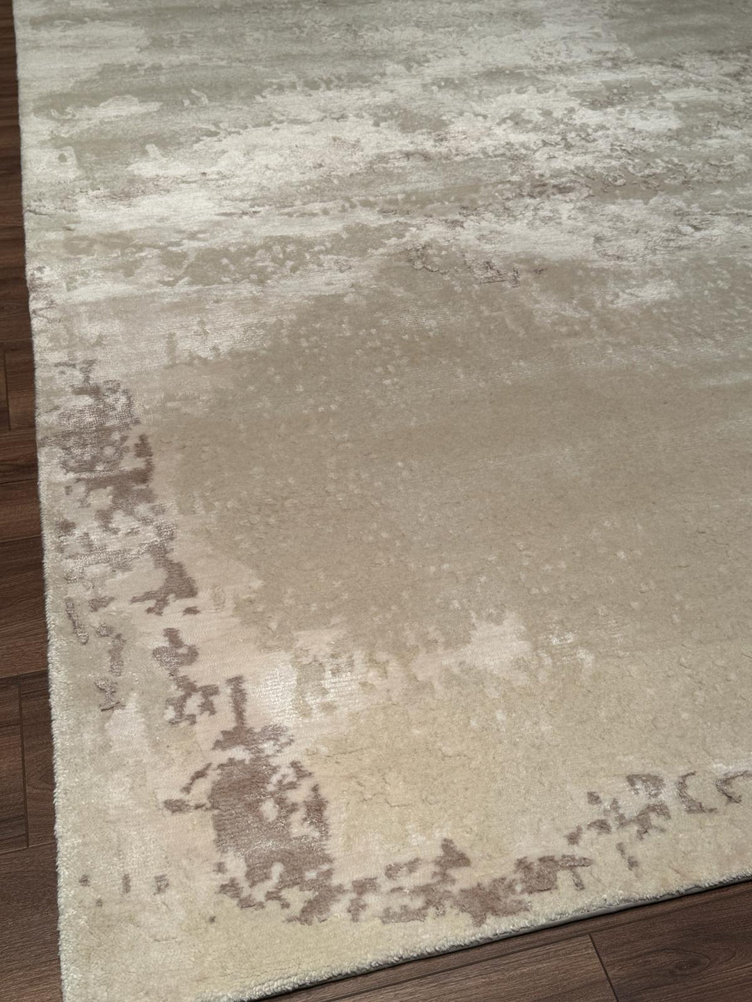 New Diamond Orijinal El Dokuması Bej Krem Yün Bambu Halı