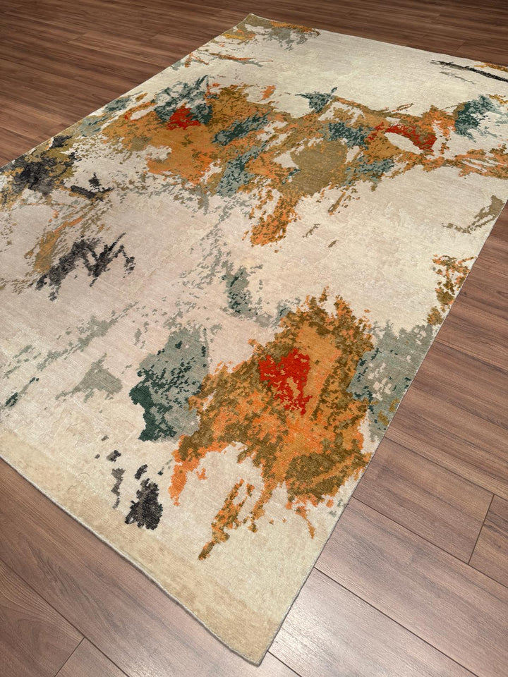 New Diamond Orijinal El Dokuması Multi Yün Bambu Halı 201x303 6.09 Metrekare - 6x10 ft