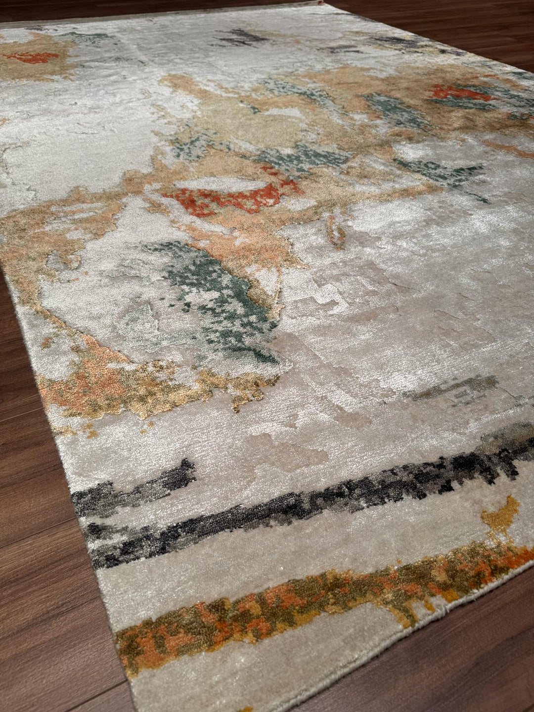 New Diamond Orijinal El Dokuması Multi Yün Bambu Halı 201x303 6.09 Metrekare - 6x10 ft