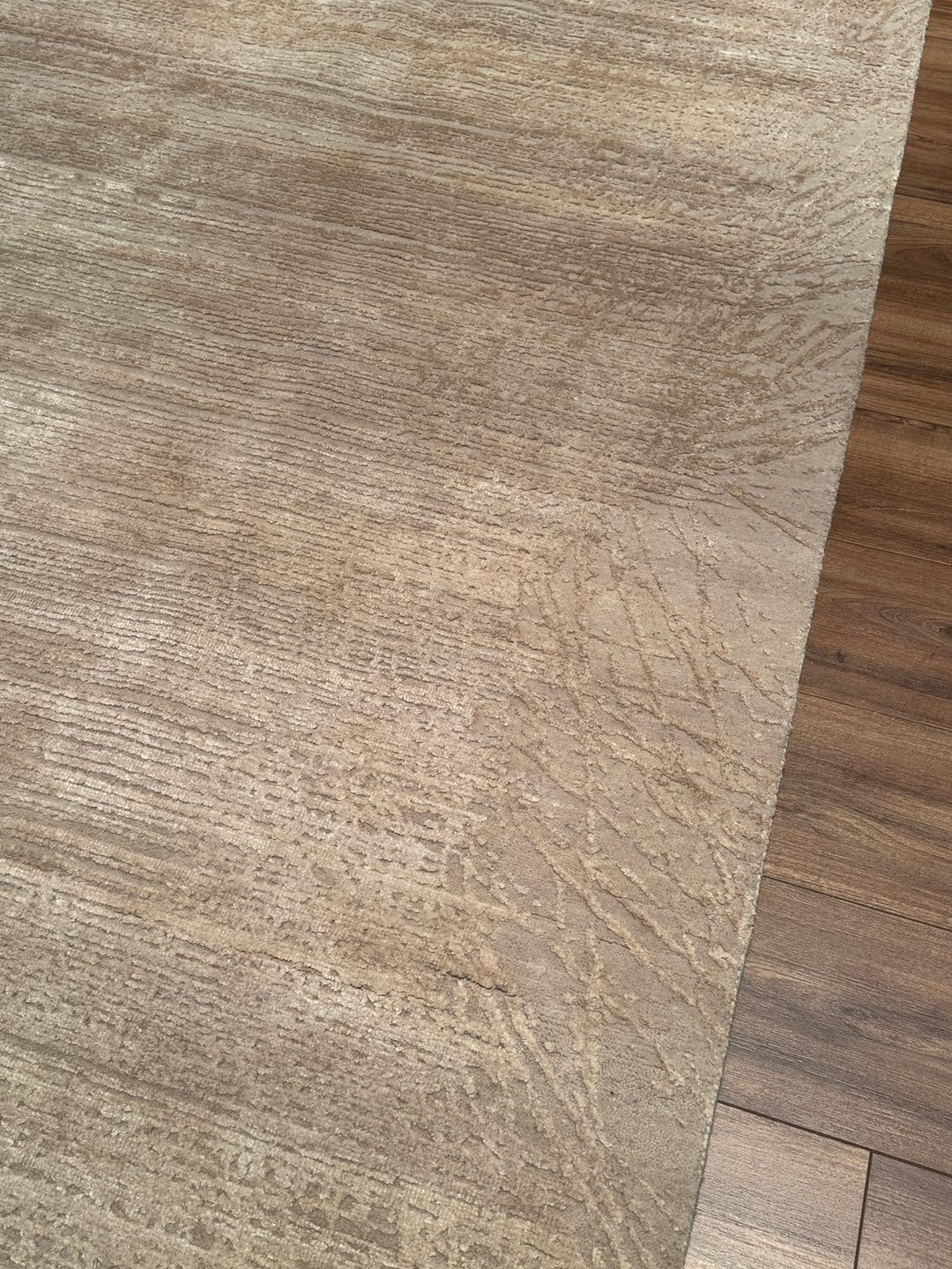 New Diamond Orijinal El Dokuması Bej Yün Bambu Halı