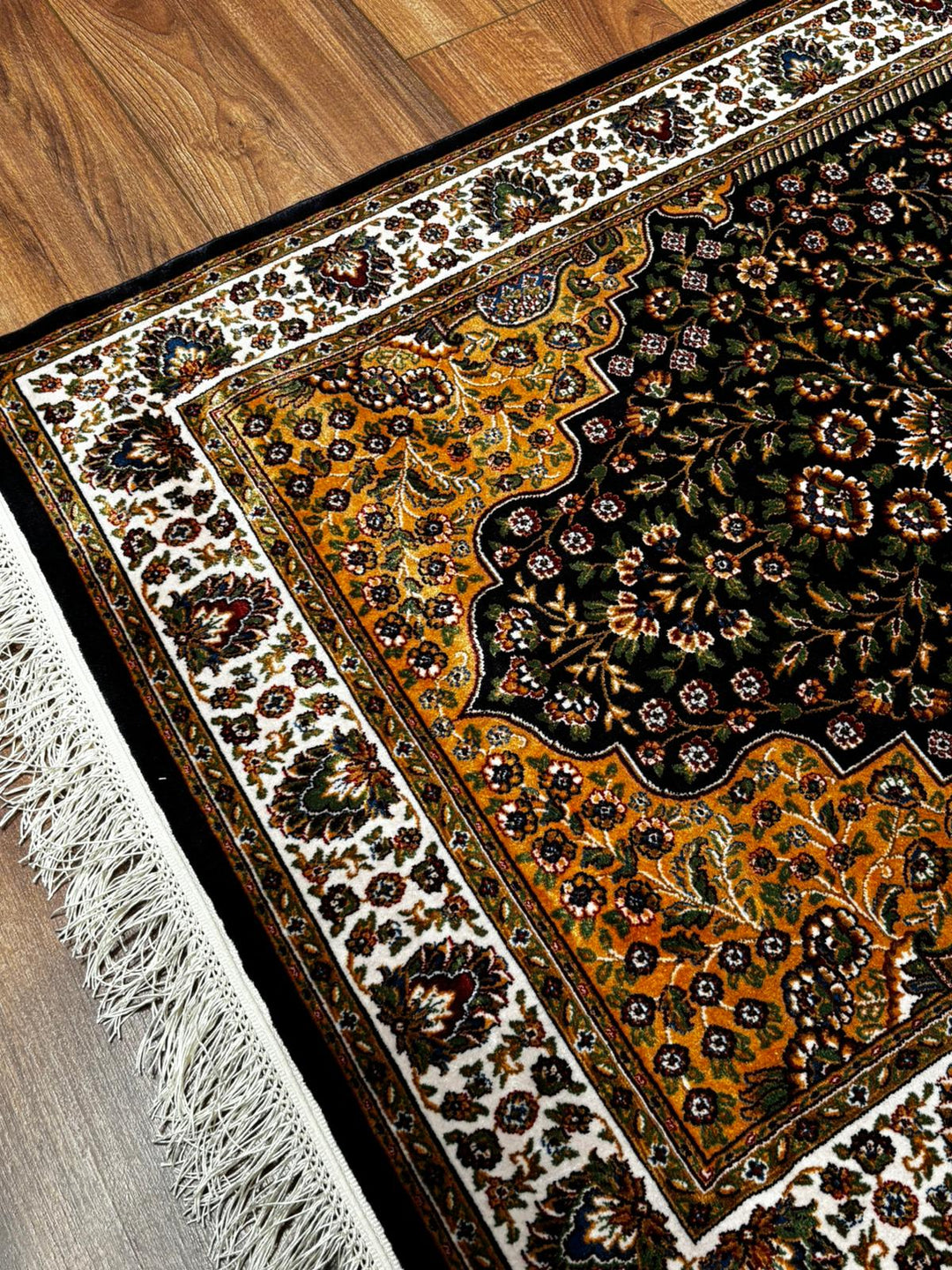 سجادة صلاة بلون أزرق داكن وبيج، مقاس 0.80 × 125 سم، متر مربع واحد - 2 × 4 قدم 