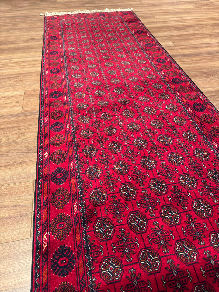 Afgan Halısı Yolluk Bilcik Buhara Orijinal El Dokuması Kök Boya Yün 0.80x289 2.31 Metrekare - 3x10 ft