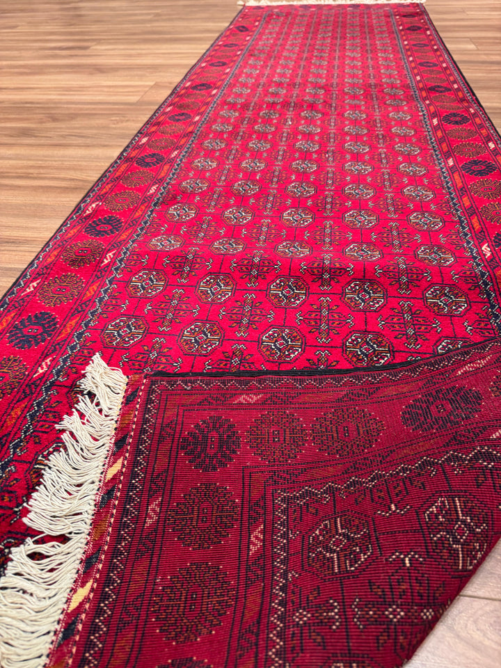 Afgan Halısı Yolluk Bilcik Buhara Orijinal El Dokuması Kök Boya Yün 0.80x289 2.31 Metrekare - 3x10 ft