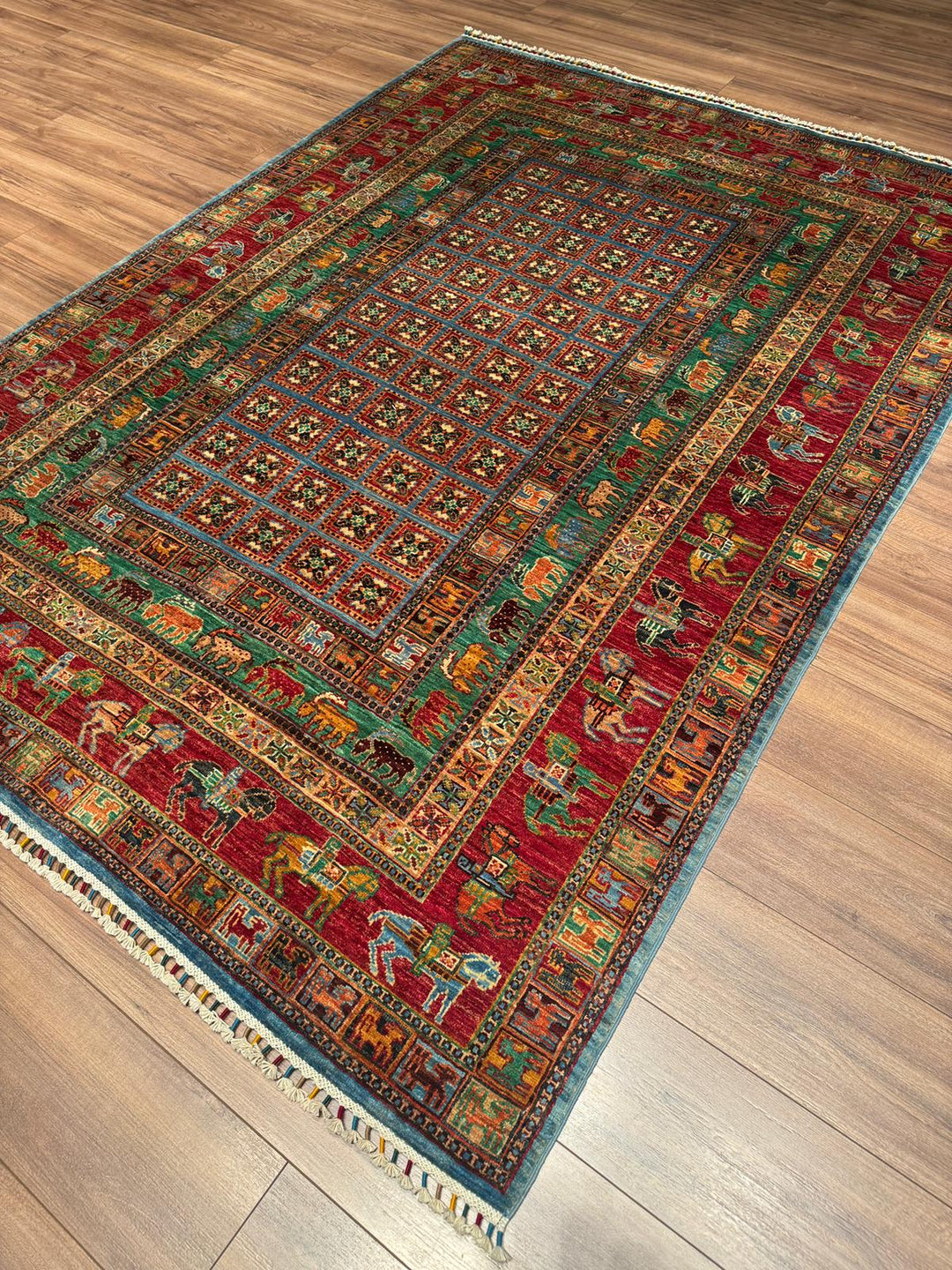 Pazırık Orijinal El Dokuması Multi Kök Boya Yün Halı 176x241 4.24 Metrekare - 5x7 ft