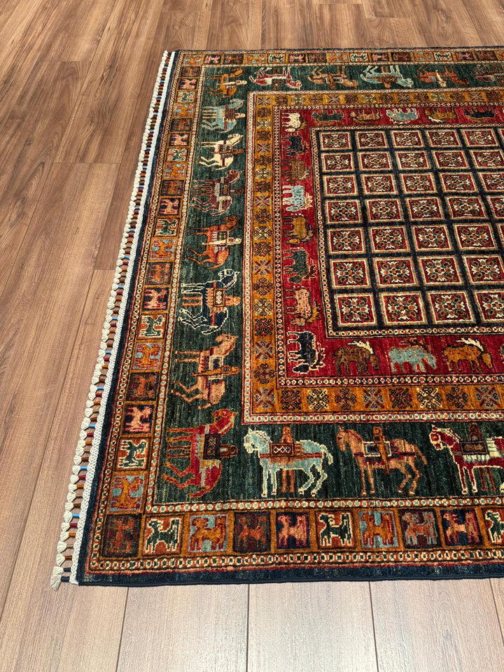 Pazırık Orijinal El Dokuması Multi Kök Boya Yün Halı 174x259 4.51 Metrekare - 5x7 ft