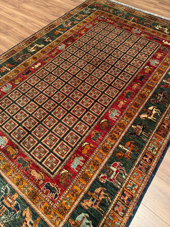 Pazırık Orijinal El Dokuması Multi Kök Boya Yün Halı 174x259 4.51 Metrekare - 5x7 ft