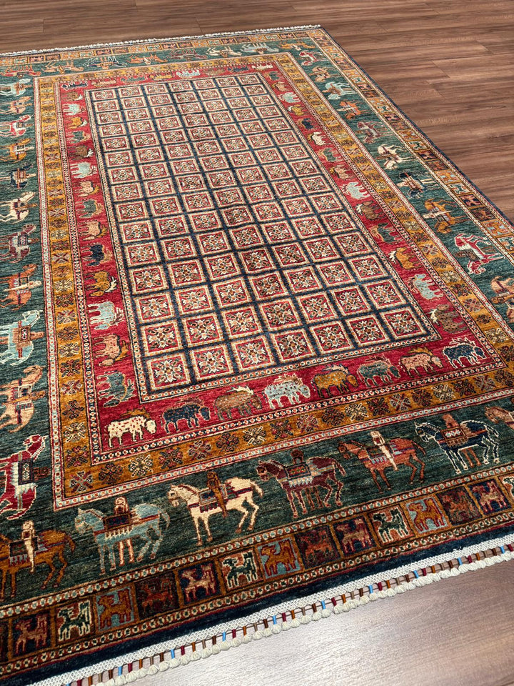 Pazırık Orijinal El Dokuması Multi Kök Boya Yün Halı 174x259 4.51 Metrekare - 5x7 ft
