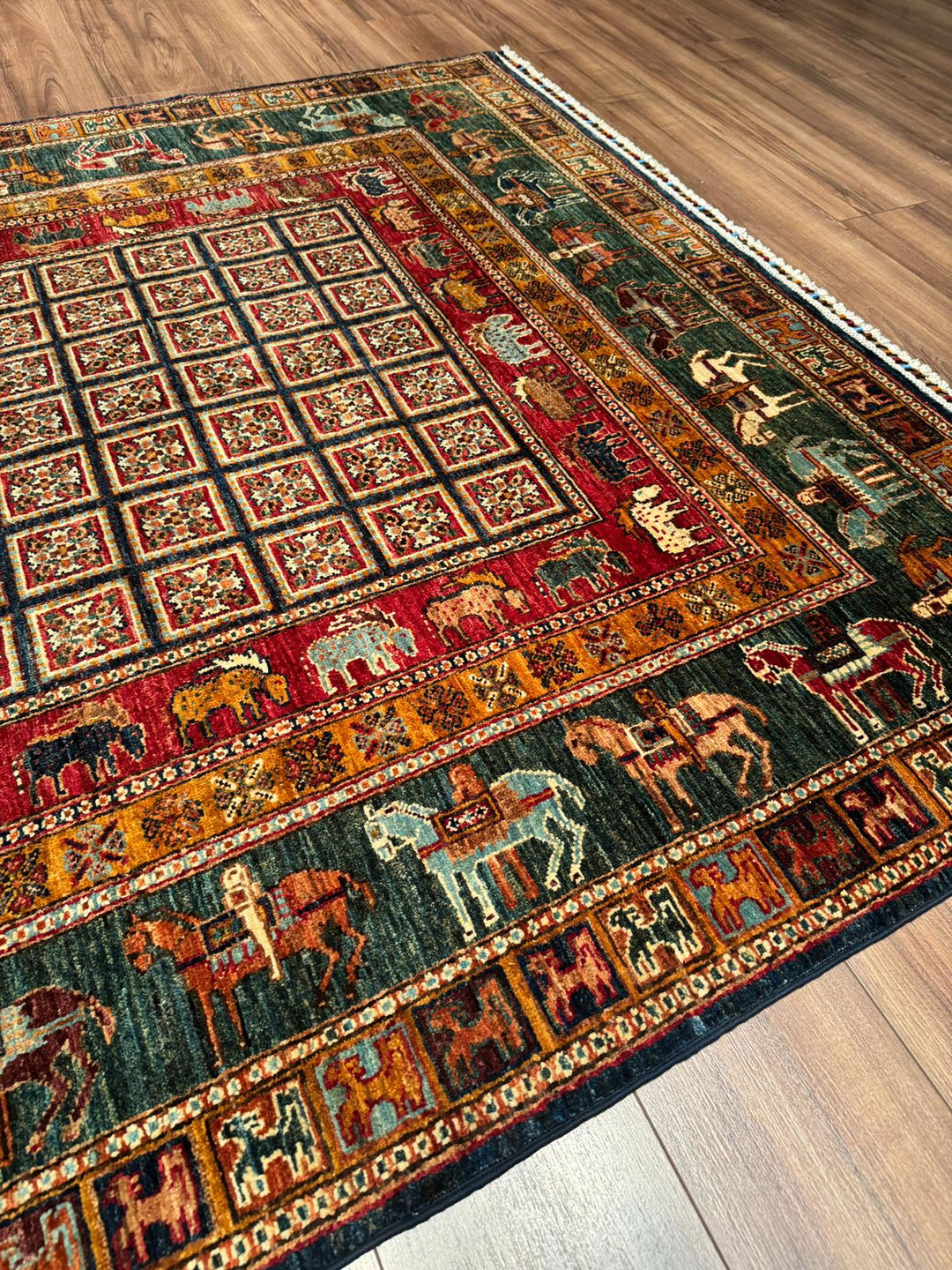 Pazırık Orijinal El Dokuması Multi Kök Boya Yün Halı 174x259 4.51 Metrekare - 5x7 ft