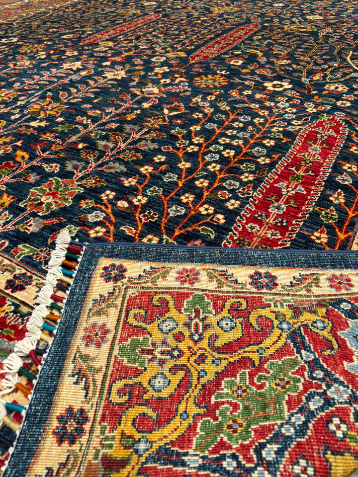Haris Hayat Ağacı Orijinal El Dokuması Multi Kök Boya Yün Halı 251x314 7.88 Metrekare - 8x10 ft
