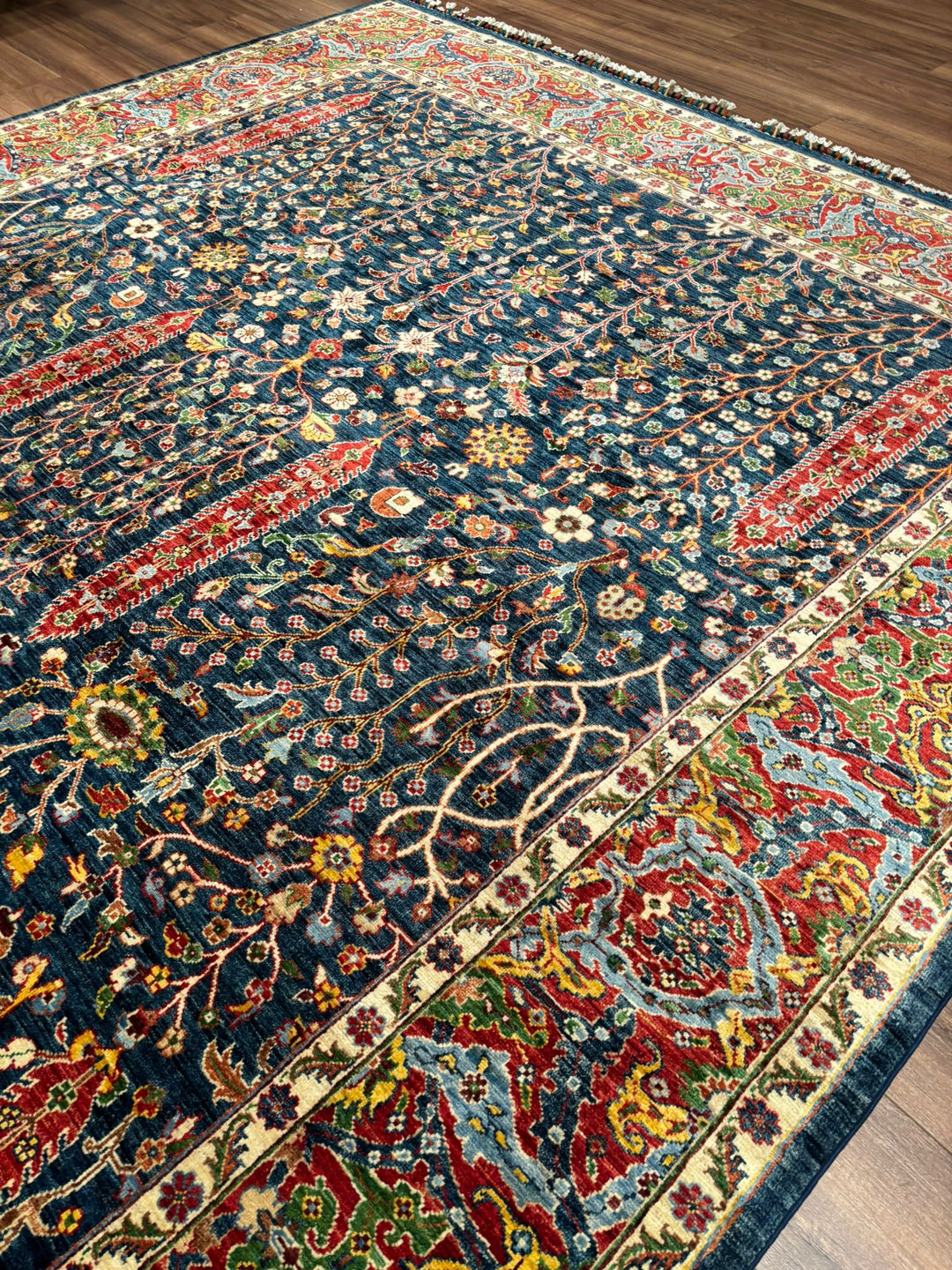 Haris Hayat Ağacı Orijinal El Dokuması Multi Kök Boya Yün Halı 251x314 7.88 Metrekare - 8x10 ft