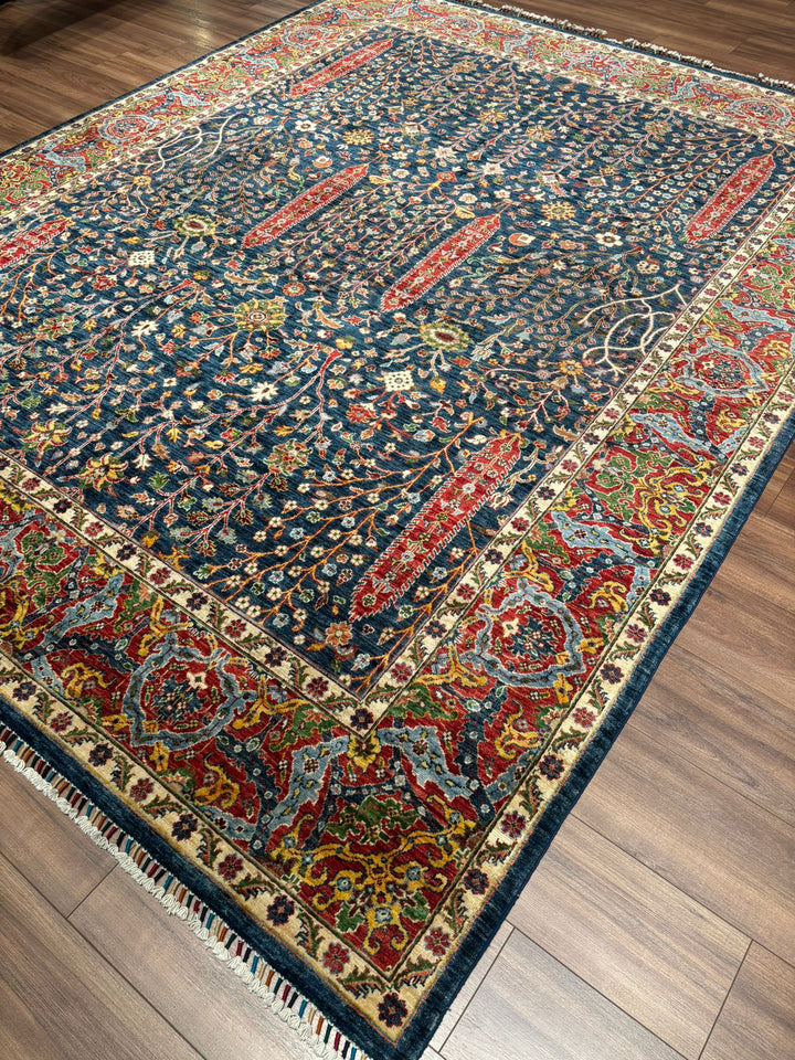 Haris Hayat Ağacı Orijinal El Dokuması Multi Kök Boya Yün Halı 251x314 7.88 Metrekare - 8x10 ft