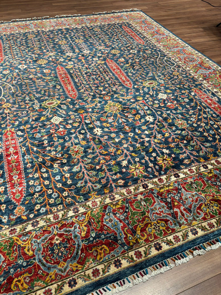Haris Hayat Ağacı Orijinal El Dokuması Multi Kök Boya Yün Halı 251x314 7.88 Metrekare - 8x10 ft