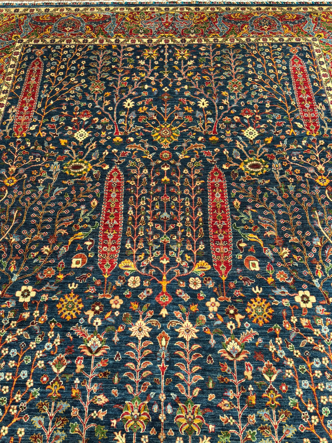 Haris Hayat Ağacı Orijinal El Dokuması Multi Kök Boya Yün Halı 251x314 7.88 Metrekare - 8x10 ft