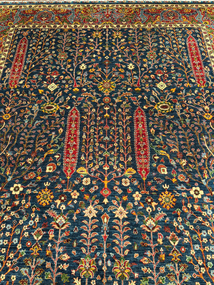 Haris Hayat Ağacı Orijinal El Dokuması Multi Kök Boya Yün Halı 251x314 7.88 Metrekare - 8x10 ft