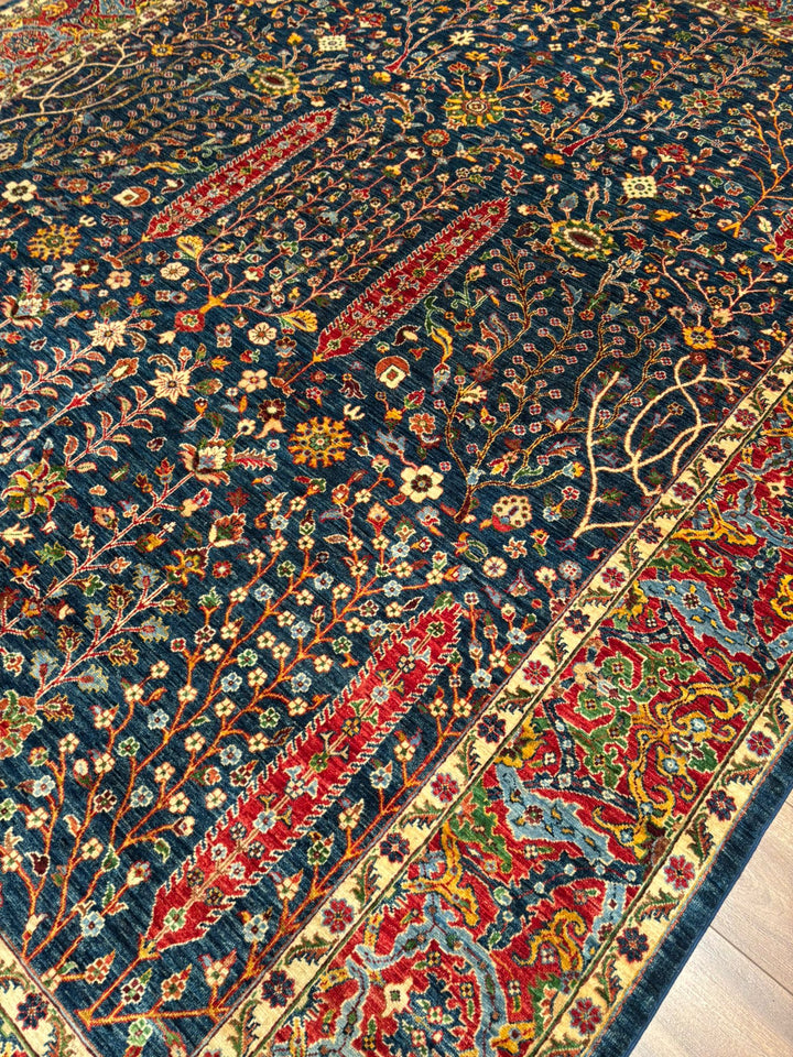 Haris Hayat Ağacı Orijinal El Dokuması Multi Kök Boya Yün Halı 251x314 7.88 Metrekare - 8x10 ft