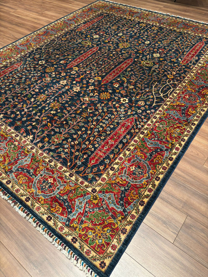 Haris Hayat Ağacı Orijinal El Dokuması Multi Kök Boya Yün Halı 251x314 7.88 Metrekare - 8x10 ft