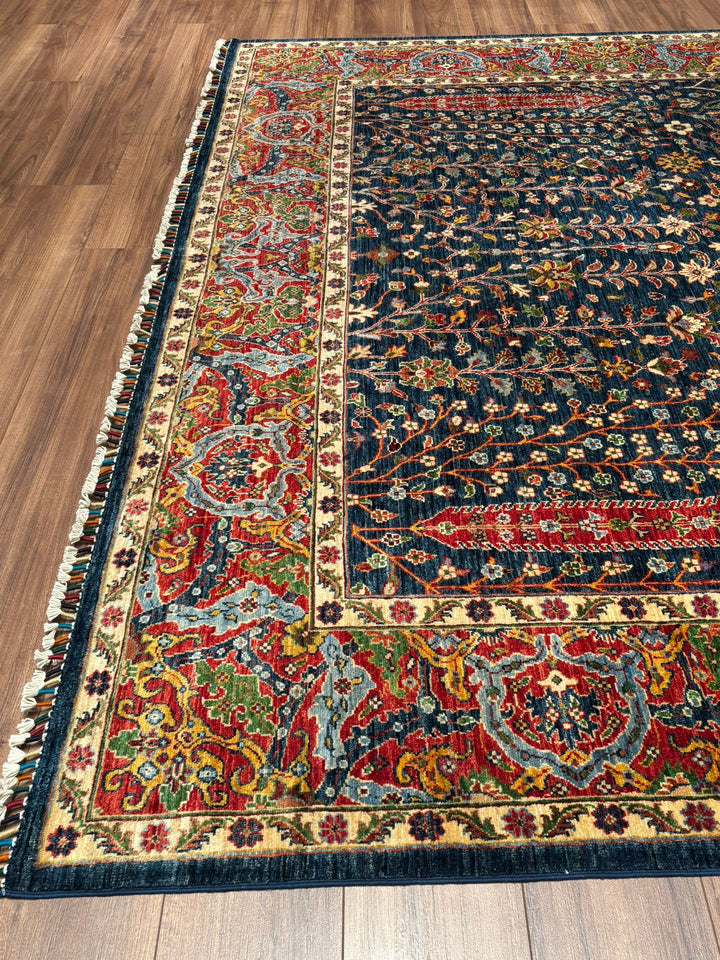Haris Hayat Ağacı Orijinal El Dokuması Multi Kök Boya Yün Halı 251x314 7.88 Metrekare - 8x10 ft
