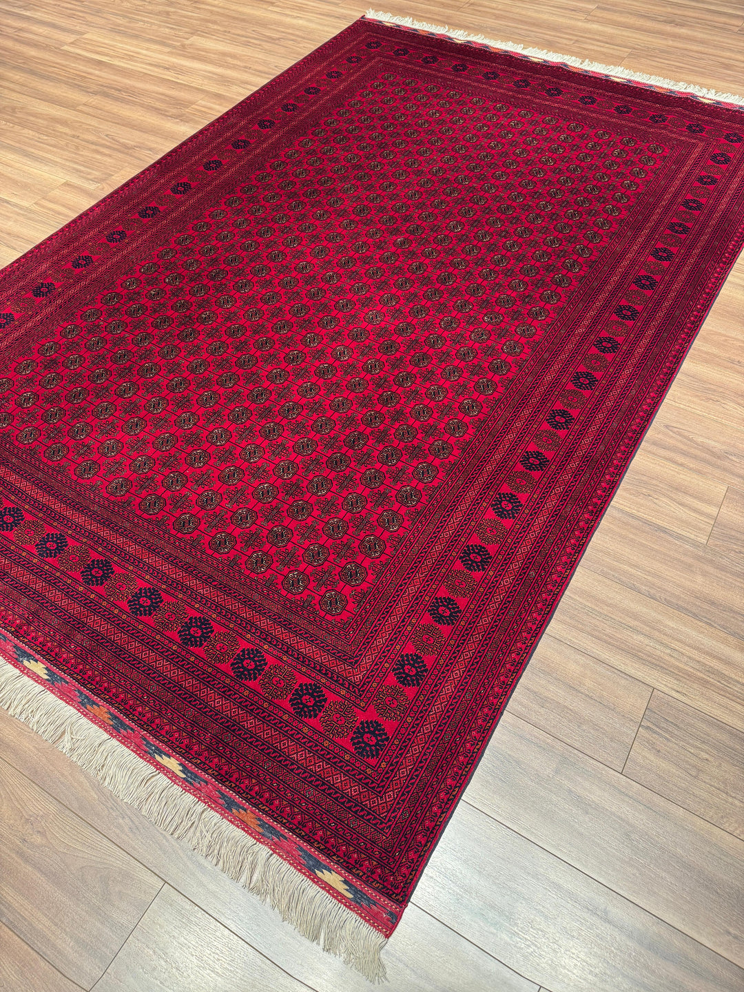 Afgan Halısı Bilcik Buhara Orijinal El Dokuması Kök Boya Yün 196x296 5.80 Metrekare - 7x10 ft