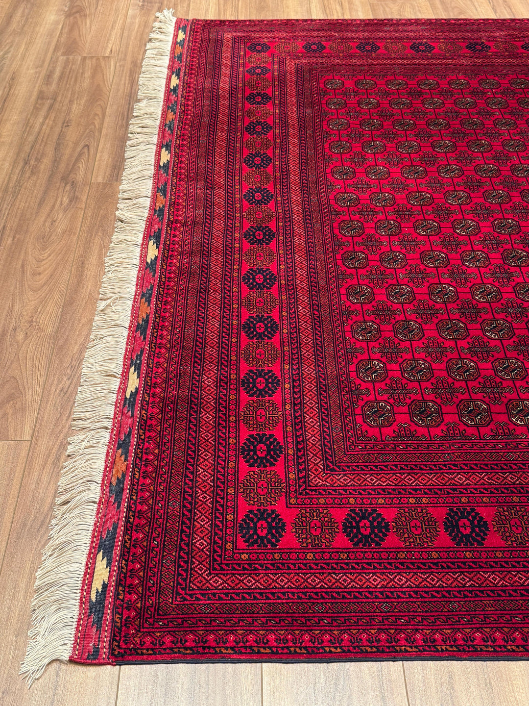 Afgan Halısı Bilcik Buhara Orijinal El Dokuması Kök Boya Yün 196x296 5.80 Metrekare - 7x10 ft