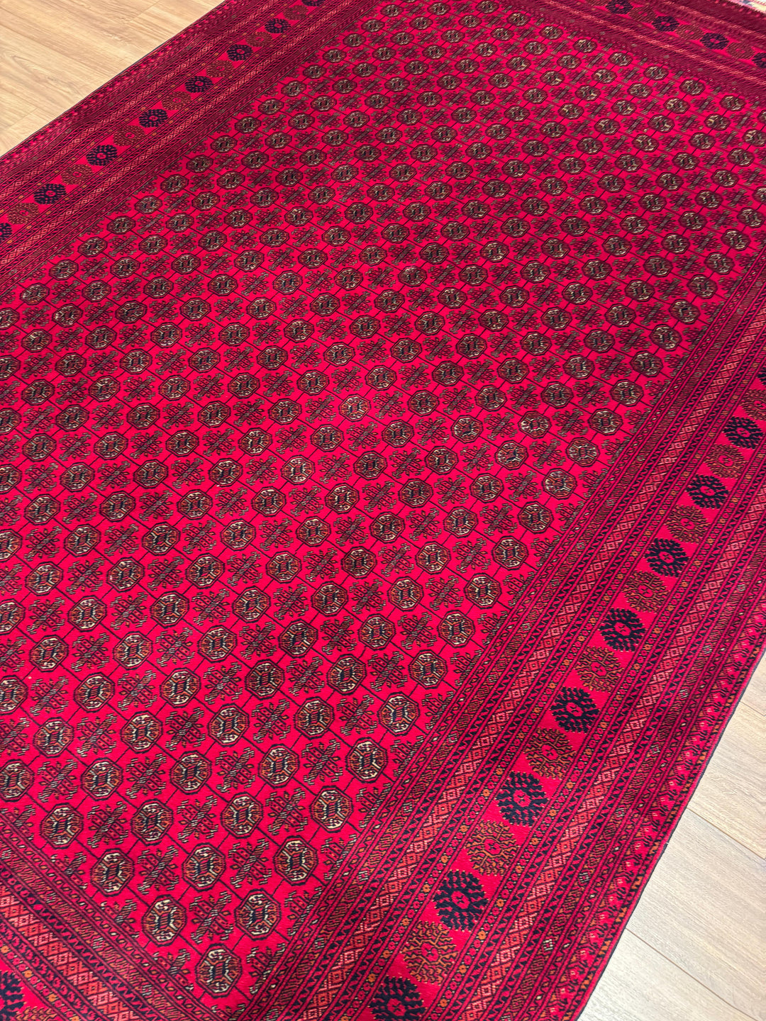 Afgan Halısı Bilcik Buhara Orijinal El Dokuması Kök Boya Yün 196x296 5.80 Metrekare - 7x10 ft