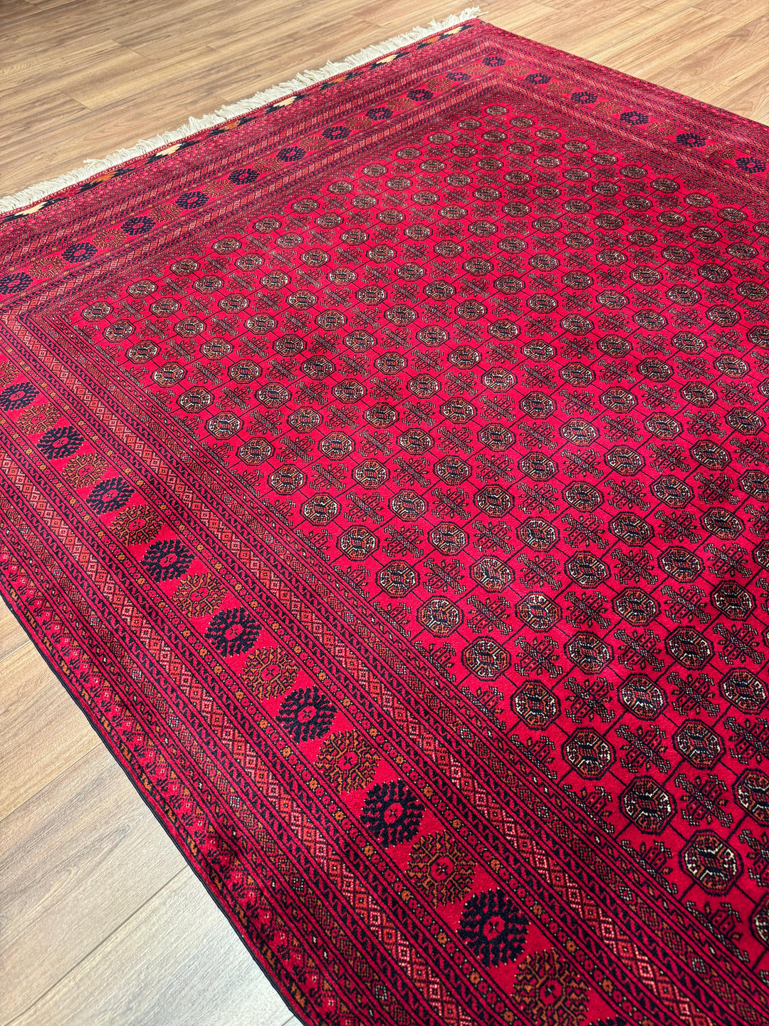 Afgan Halısı Bilcik Buhara Orijinal El Dokuması Kök Boya Yün 196x296 5.80 Metrekare - 7x10 ft