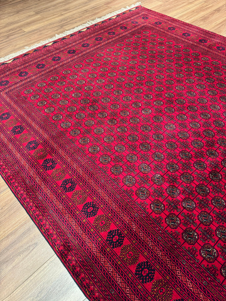 Afgan Halısı Bilcik Buhara Orijinal El Dokuması Kök Boya Yün 196x296 5.80 Metrekare - 7x10 ft