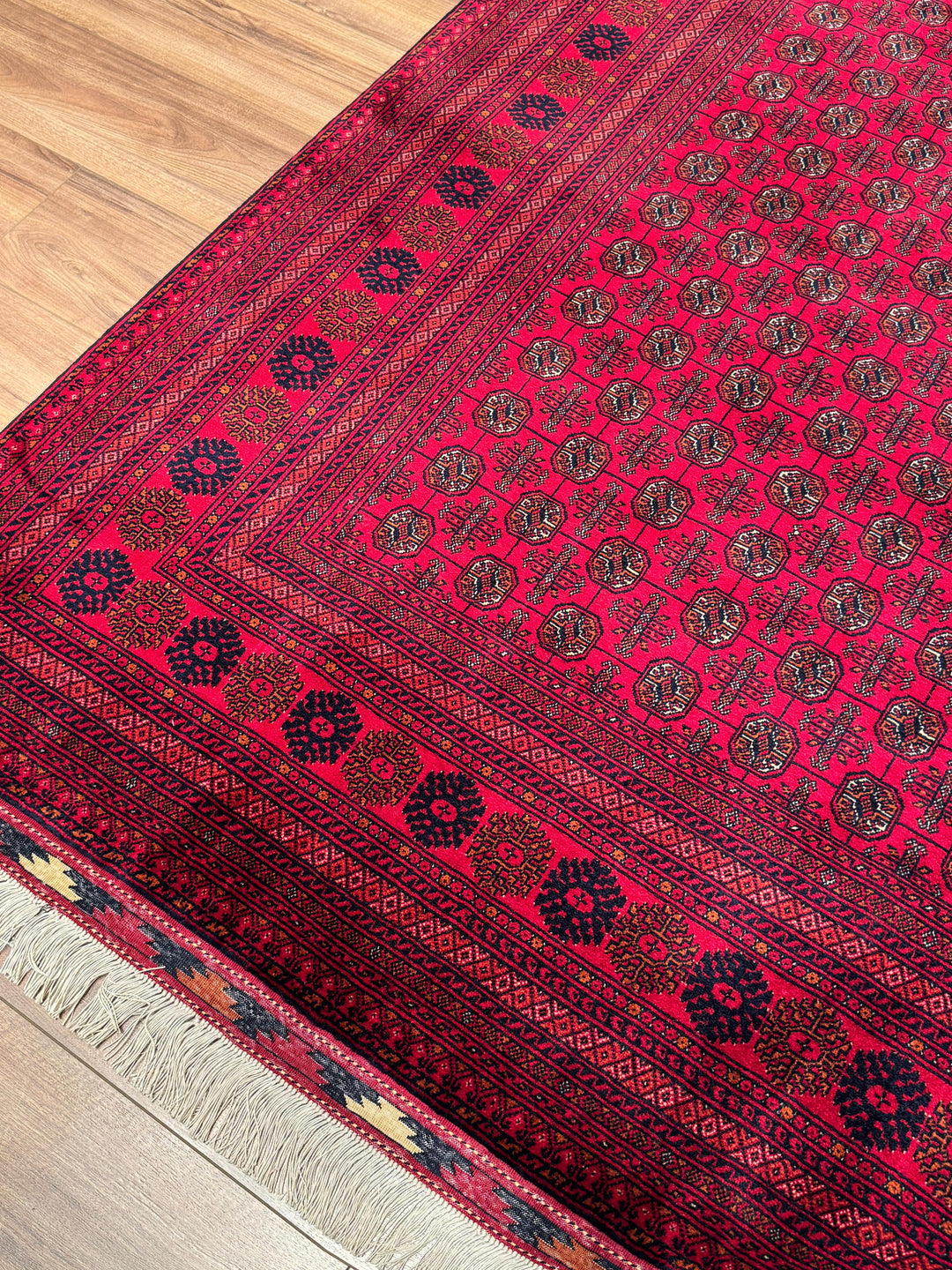 Afgan Halısı Bilcik Buhara Orijinal El Dokuması Kök Boya Yün 196x296 5.80 Metrekare - 7x10 ft