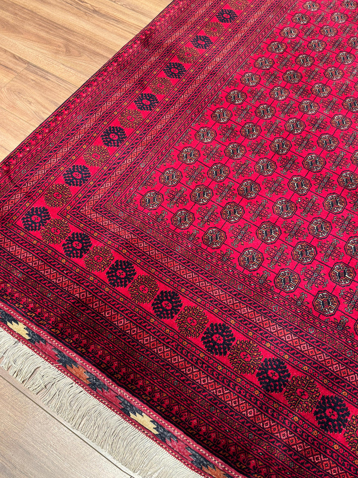 Afgan Halısı Bilcik Buhara Orijinal El Dokuması Kök Boya Yün 196x296 5.80 Metrekare - 7x10 ft