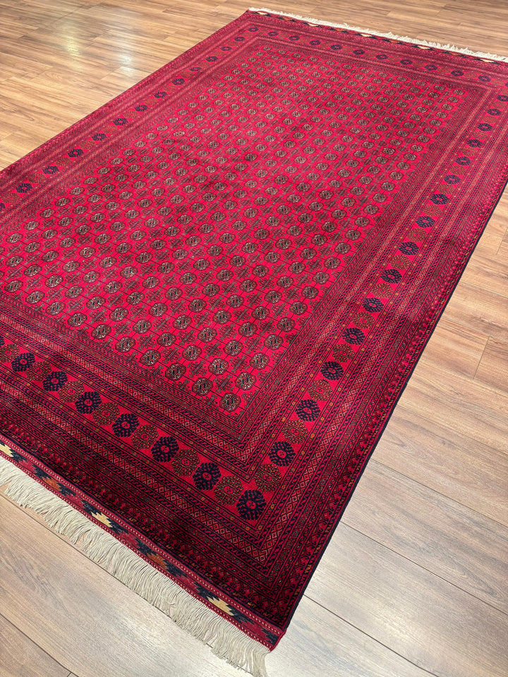 Afgan Halısı Bilcik Buhara Orijinal El Dokuması Kök Boya Yün 196x296 5.80 Metrekare - 7x10 ft