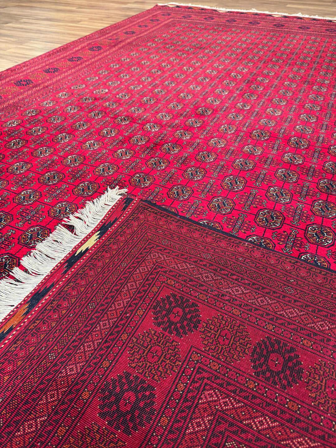 Afgan Halısı Bilcik Buhara Orijinal El Dokuması Kök Boya Yün 196x296 5.80 Metrekare - 7x10 ft