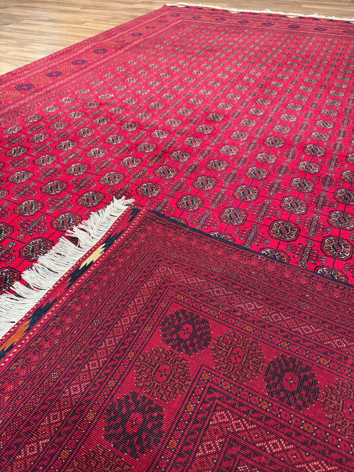 Afgan Halısı Bilcik Buhara Orijinal El Dokuması Kök Boya Yün 196x296 5.80 Metrekare - 7x10 ft