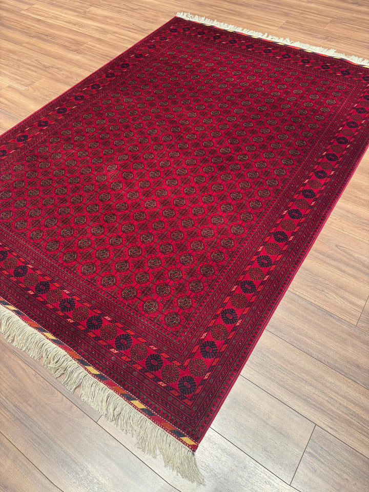 Afgan Halısı Bilcik Buhara Orijinal El Dokuması Kök Boya Yün 173x238 4.12 Metrekare - 5x7 ft