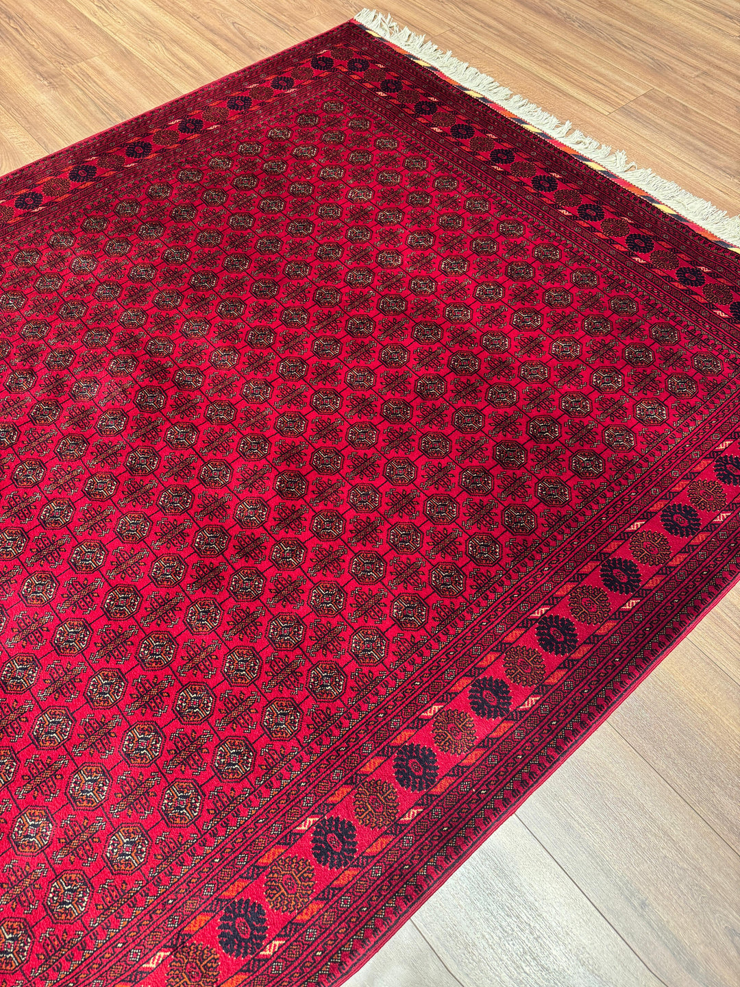 Afgan Halısı Bilcik Buhara Orijinal El Dokuması Kök Boya Yün 173x238 4.12 Metrekare - 5x7 ft