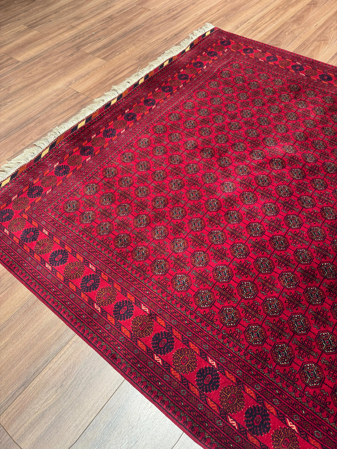 Afgan Halısı Bilcik Buhara Orijinal El Dokuması Kök Boya Yün 173x238 4.12 Metrekare - 5x7 ft