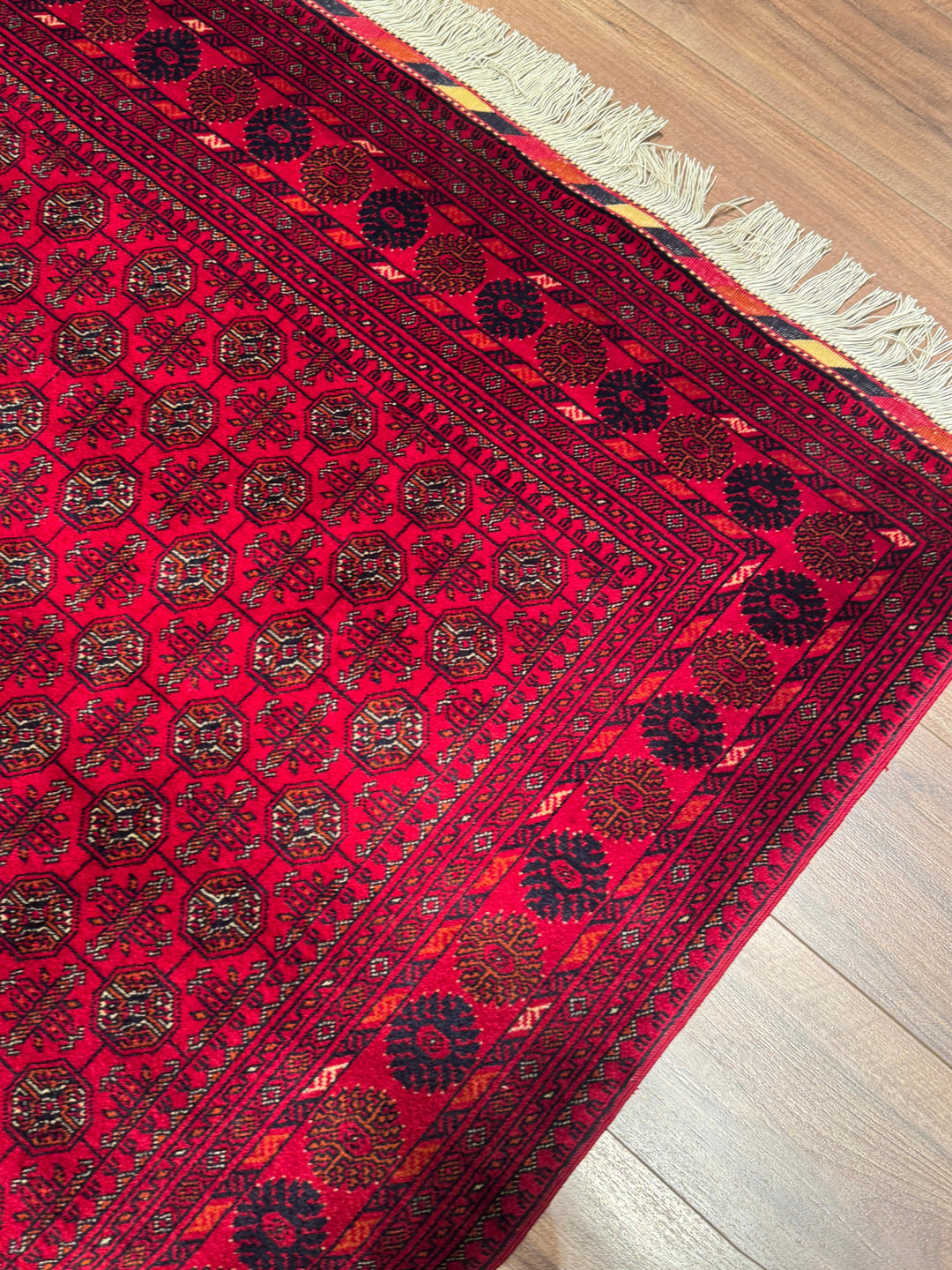 Afgan Halısı Bilcik Buhara Orijinal El Dokuması Kök Boya Yün 173x238 4.12 Metrekare - 5x7 ft