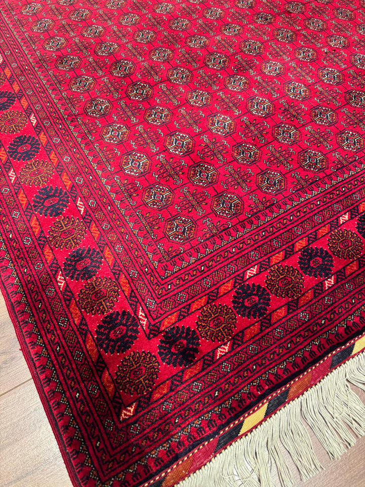 Afgan Halısı Bilcik Buhara Orijinal El Dokuması Kök Boya Yün 173x238 4.12 Metrekare - 5x7 ft